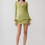 Samira Knit Long Sleeve Mini Dress - Light Olive