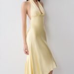 Adelie Asymmetric Hem Halter Midi Dress - Butter