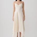Naomi Satin Asymmetric Hem Maxi Dress - Ivory