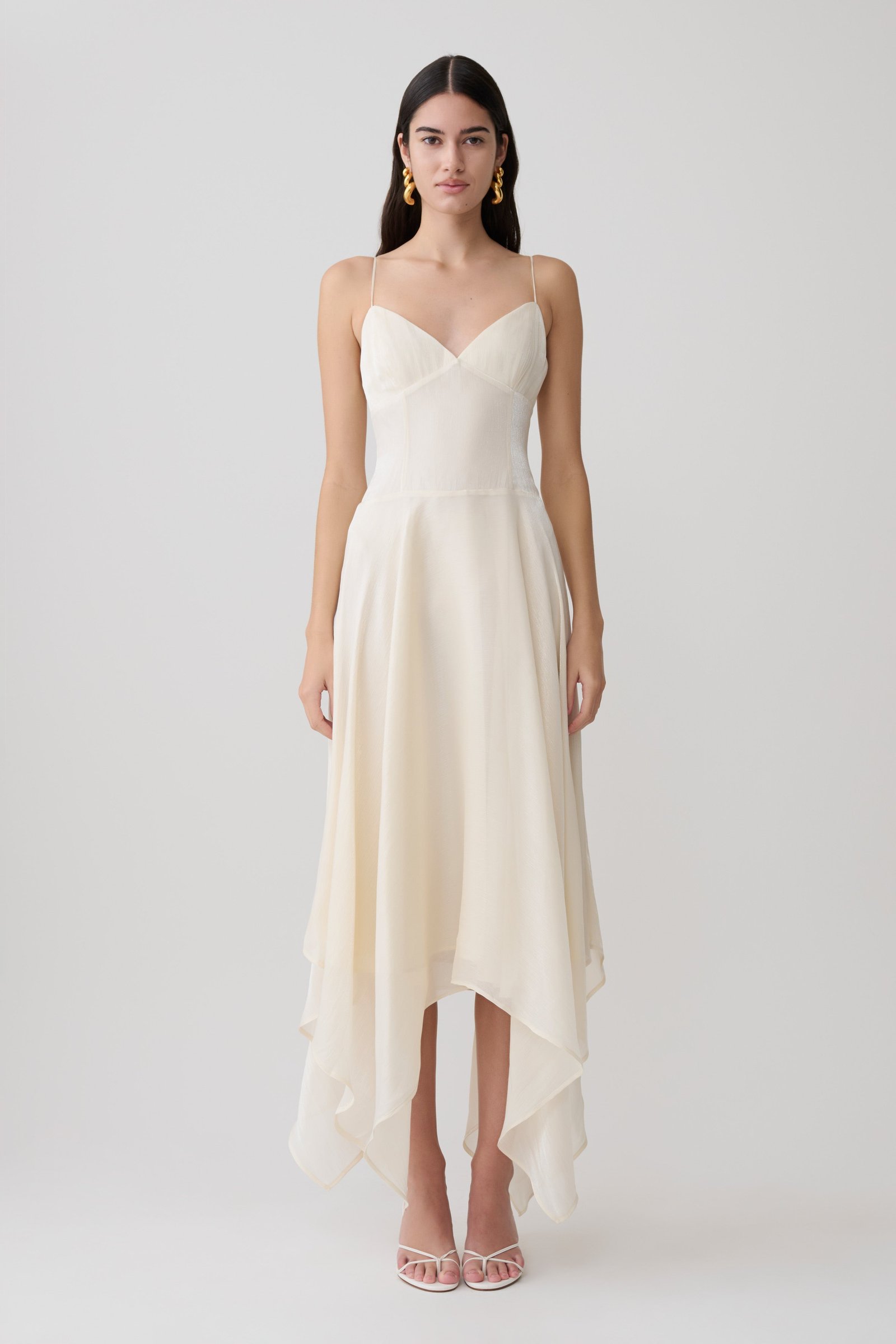 260506_MESHKI_Resort7_09_DR11565WD7-IVY_422 Naomi Satin Asymmetric Hem Maxi Dress - Ivory - Image 1