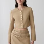 Marielle Button Up Cropped Jacket - Taupe
