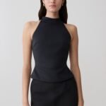 Portia Scuba Sleeveless Top - Black
