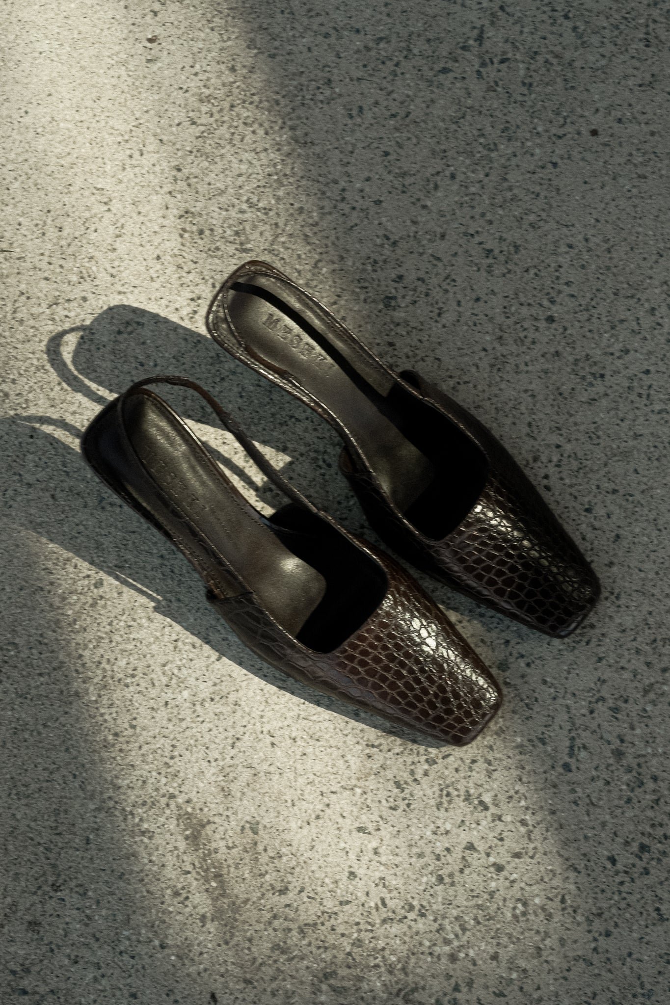 DSCF3030 Maren Faux Leather Crocodile Heel - Chocolate - Image 1