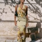 Valentina Chiffon Halter Maxi Dress - Yellow Floral Leopard Print