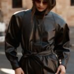 Adaline Faux Leather Cinch Waist Jacket - Dark Chocolate